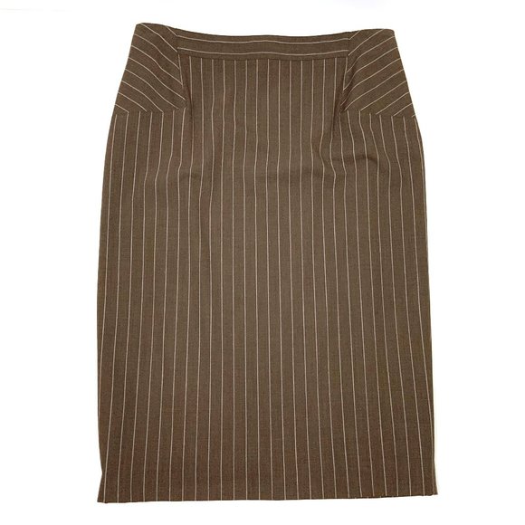 ESCADA Pinstripe Brown Wool Suit Blazer & Skirt Career Business Sz 42-44 (8-10) - Picture 11 of 16